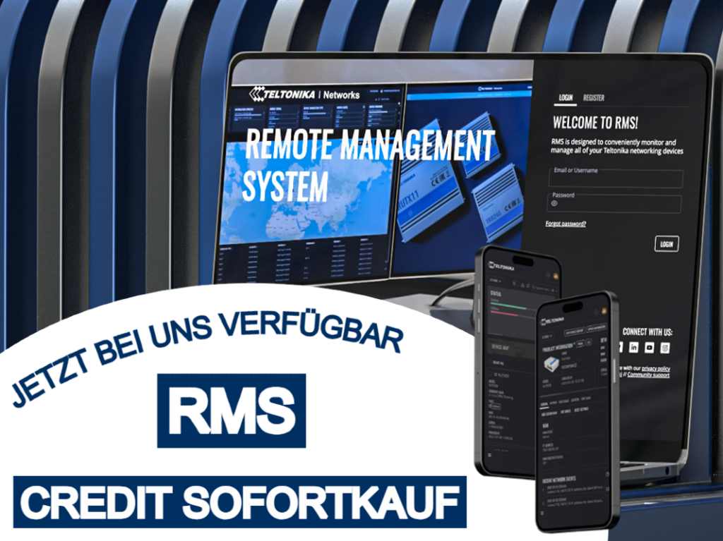 Wir haben großartige Neuigkeiten für alle, die das Teltonika Remote Management System (RMS) nutzen! Ab sofort können Sie die RMS Credits bei uns auch als Sofortkauf erwerben. Das bedeutet, Sie haben sofortigen Zugriff auf das zentrale Management Ihrer Geräte – sicher und einfach!